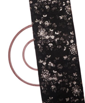 black colour floral net sequin embroidery fabric 1
